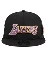 Men's New Era Black Los Angeles Lakers Post-Up Pin Mesh 9FIFTY Snapback Hat