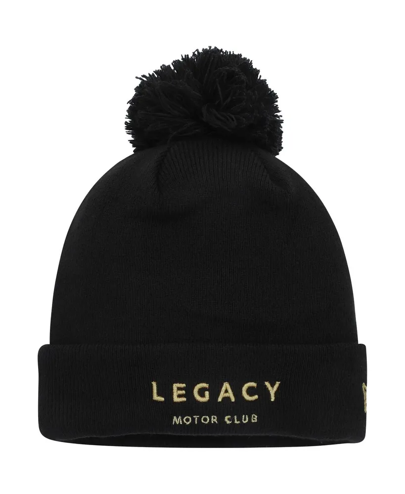 Men's New Era Black Legacy Motor Club Cuffed Knit Hat with Pom