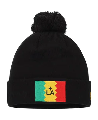 Men's New Era Black La Galaxy Jersey Hook Cuffed Knit Hat with Pom