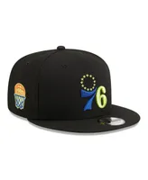 Men's New Era Black Philadelphia 76ers Neon Pop 9FIFTY Snapback Hat