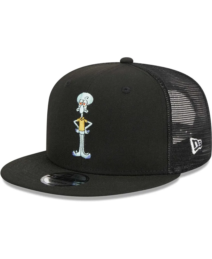 Men's New Era Black SpongeBob SquarePants Squidward Mesh Trucker 9FIFTY Snapback Hat