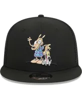 Men's New Era Black Rocko's Modern Life Rocko & Spunky Trucker 9FIFTY Snapback Hat