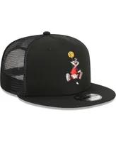 Men's New Era Black Looney Tunes Sylvester Trucker 9FIFTY Snapback Hat