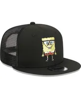 Men's New Era Black SpongeBob SquarePants Glasses Mesh Trucker 9FIFTY Snapback Hat