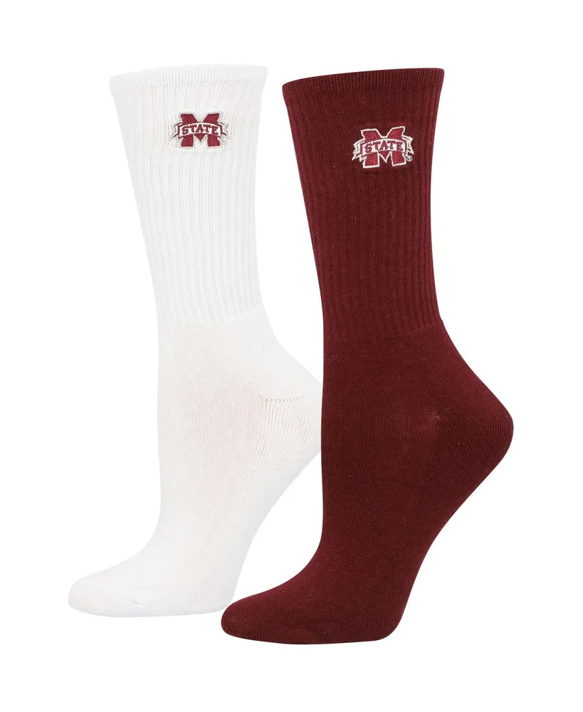 Women's ZooZatz Maroon, White Mississippi State Bulldogs 2-Pack Quarter-Length Socks