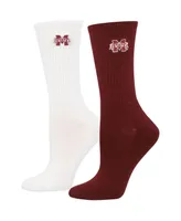 Women's ZooZatz Maroon, White Mississippi State Bulldogs 2-Pack Quarter-Length Socks