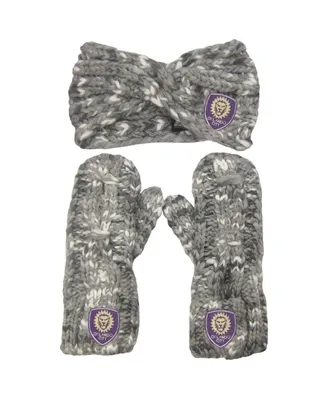 Women's ZooZatz Gray Orlando City Sc Marled Headband and Mittens Set