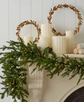 Seasonal Dandan Pine 9' Pre-Lit Pe Mixed Pvc Garland with 560 Tips, 300 Warm Led Lights