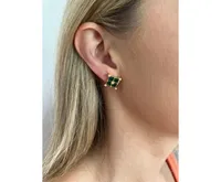 Rivka Friedman Green Crystal Square Cluster Stud Earrings