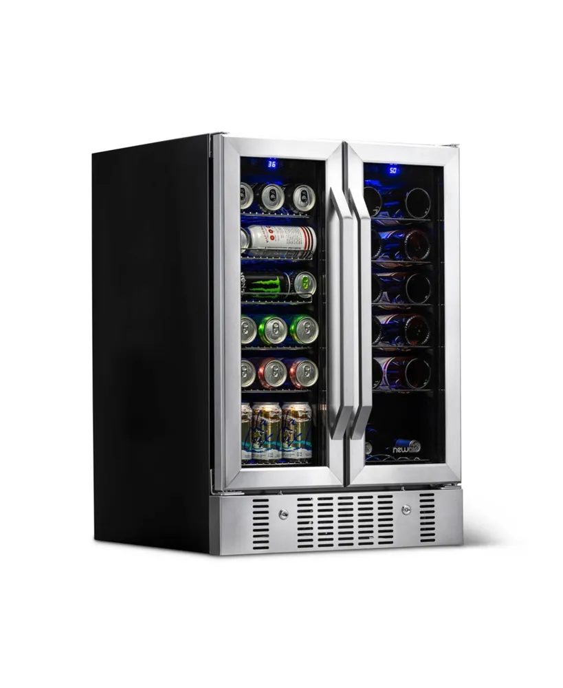 NewAir 24” Built-In 20 Bottle and 80 Can Dual Drawer Indoor/Outdoor Wine and Beverage Fridge