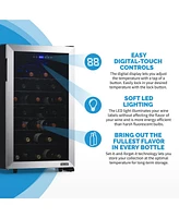 Newair 20” Wine Refrigerator – 50 Bottle Wine Cooler, Single Zone Freestanding Wine Fridge in Stainless Steel, Wine Chiller with Adjusta