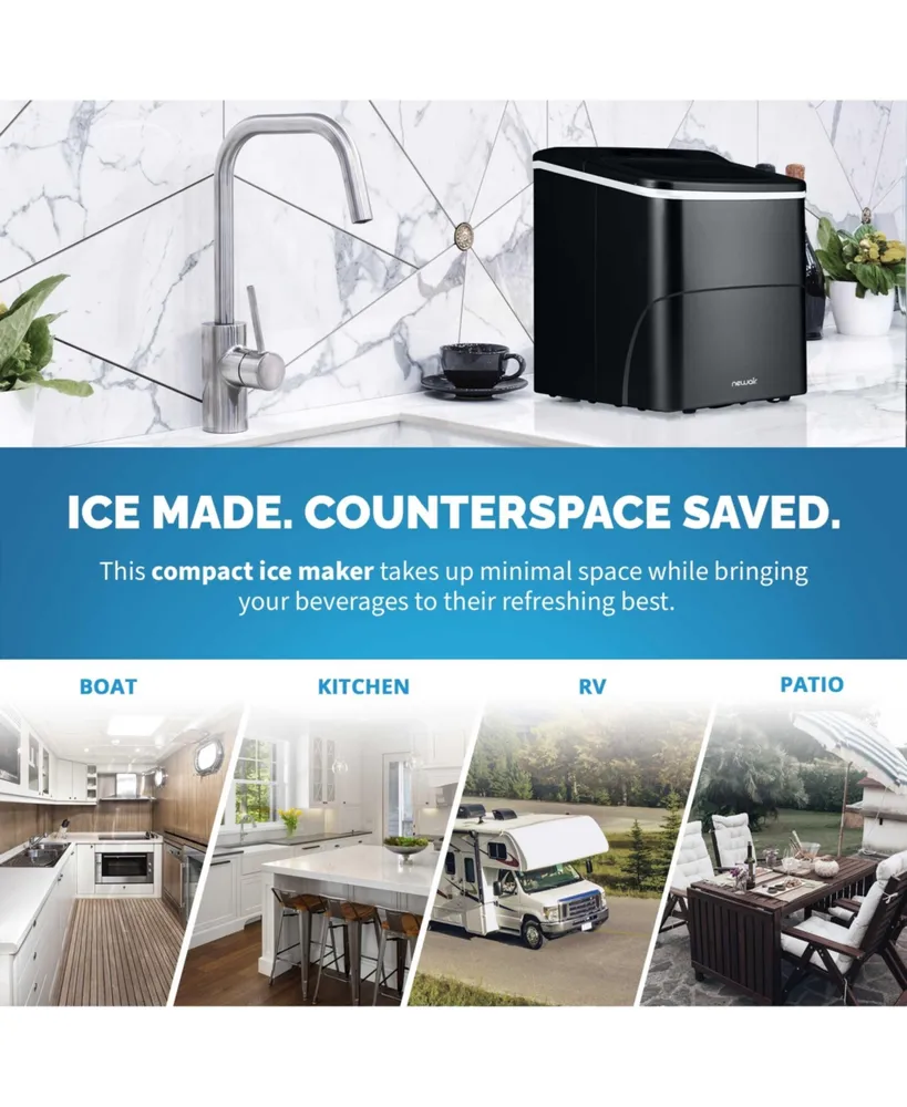 Newair 26 lbs. Countertop Ice Maker, Portable and Lightweight, Intuitive Control, Large or Small Ice Size