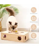 Robotime Interactive Whack-a-mole Cat Toys - Solid Wood - Indoor Cats Kitten Catch Mice Game