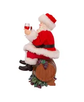 Kurt Adler 10.5" Fabriche Santa Sitting On Wine Barrel