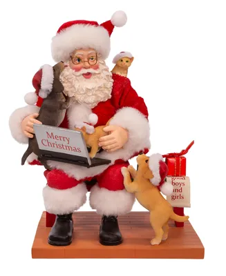 Kurt Adler 9" Fabriche Santa with Laptop and Pets