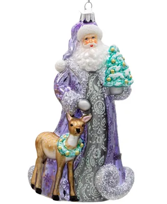 Kurt Adler 7" Bellissimo Glass Periwinkle Santa Ornament