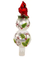 Kurt Adler 12" Glass Holly and Cardinal Tree Topper