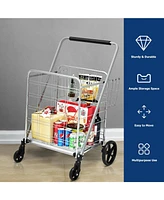 Heavy Duty Folding Utility Shopping Double Cart