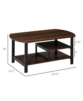 Homcom 3-Tier Metal Frame Table w/Undershelves for Living Room or Office