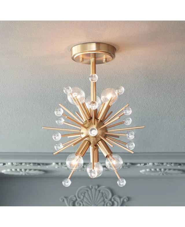 Possini Euro Design Spheres Modern Sputnik Ceiling Light Flush-Mount  Fixture 28 Wide Warm Brass Gold 9