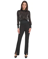 Dkny Women's Mid Rise Split-Cuff Flare Leg Pants