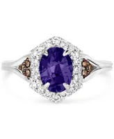 Le Vian Blueberry Tanzanite (1 ct. t.w.) & Diamond (1/3 ct. t.w.) Halo Ring in 14k White Gold