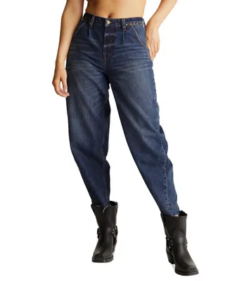 Frye Women's Studded-Waist Barrel-Leg Cotton Denim Jeans