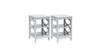 2 Pieces 3-tier Nightstand Sofa Side End Accent Table Storage Display Shelf