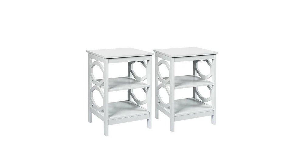 2 Pieces 3-tier Nightstand Sofa Side End Accent Table Storage Display Shelf