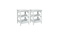 2 Pieces 3-tier Nightstand Sofa Side End Accent Table Storage Display Shelf