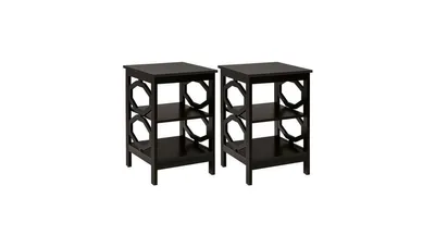 2 Pieces 3-tier Nightstand Sofa Side End Accent Table Storage Display Shelf