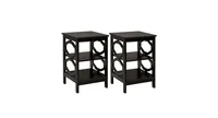 2 Pieces 3-tier Nightstand Sofa Side End Accent Table Storage Display Shelf