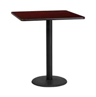 Emma+Oliver 36" Square Laminate Table Top With 24" Round Bar Height Table Base