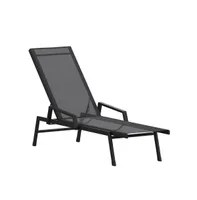 Emma+Oliver Braelin Textilene Adjustable 5 Position Patio Chaise Lounge With Armrests And Metal Frame