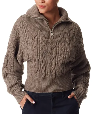 Sam Edelman Women's Jorden Quarter-Zip Cable-Knit Sweater