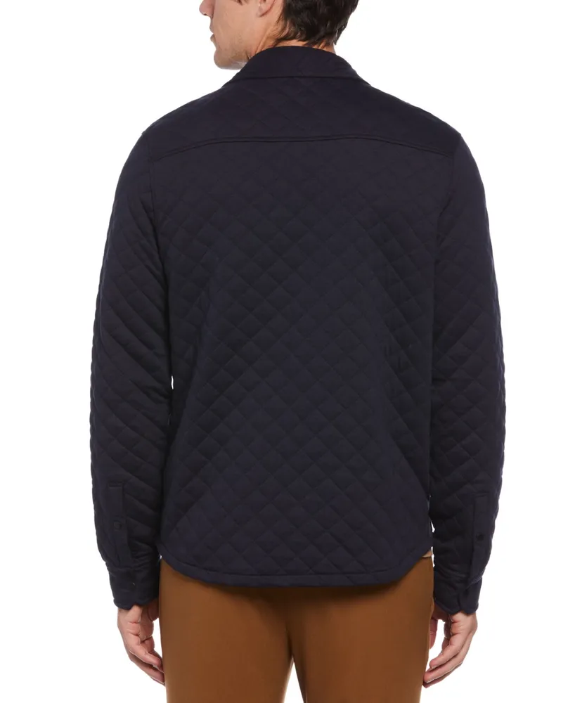 Perry Ellis Men's Diamond Quilted Long-Sleeve Snap-Front Sweatshirt