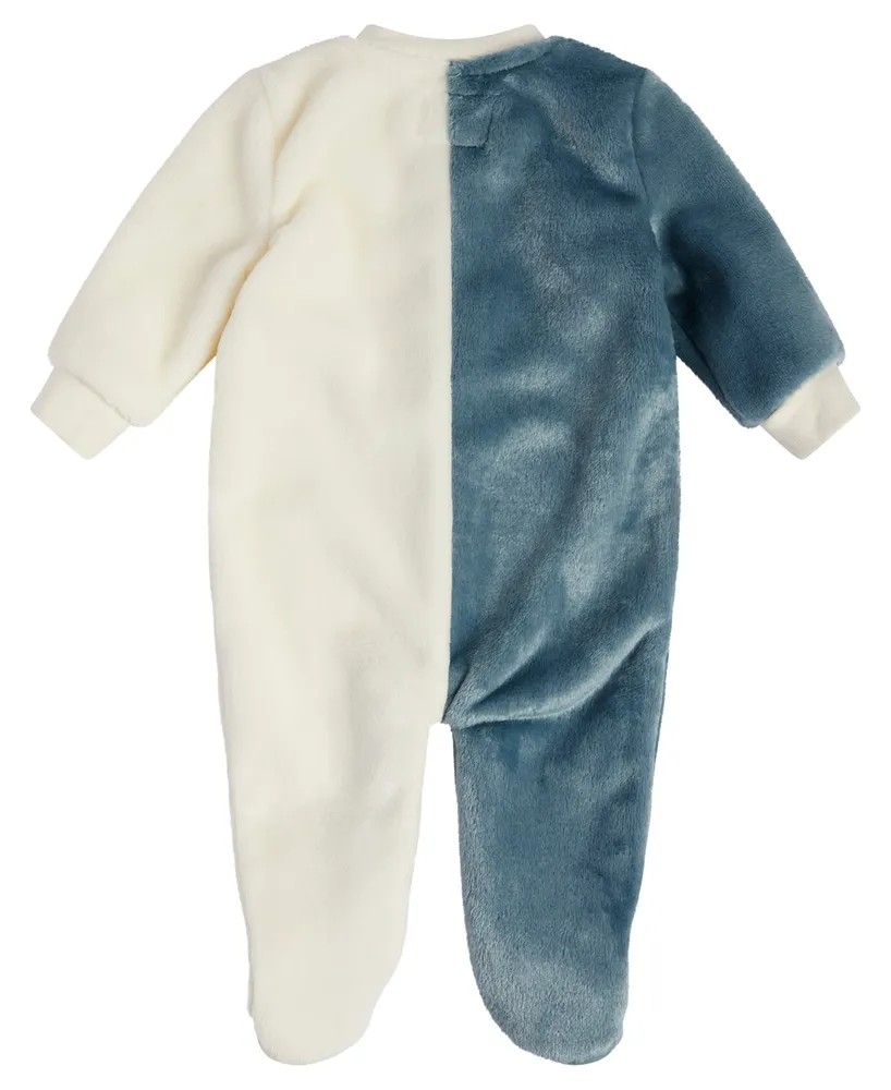 Guess Baby Boys Faux Fur Color Block Full Zip Up Footed One Piece Set