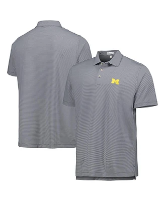 Men's Peter Millar Navy Michigan Wolverines Jubilee Striped Performance Jersey Polo Shirt