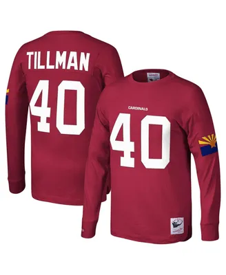 Men's Mitchell & Ness Pat Tillman Cardinal Arizona Cardinals Throwback Retired Player Name and Number Long Sleeve T-Shirt