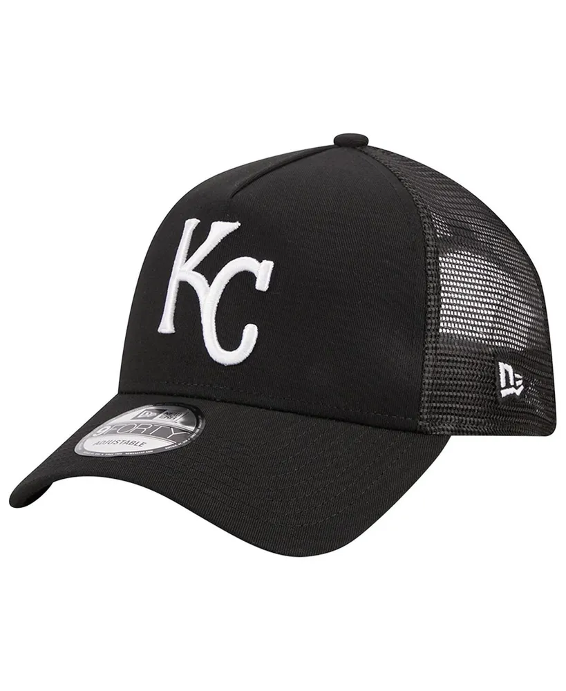 Men's New Era Black Kansas City Royals A-Frame 9FORTY Trucker Adjustable Hat
