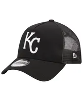 Men's New Era Black Kansas City Royals A-Frame 9FORTY Trucker Adjustable Hat