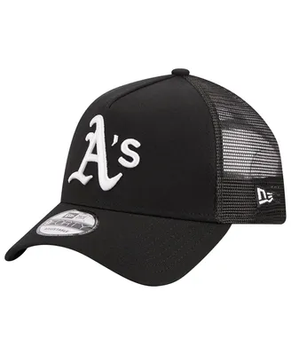 Men's New Era Black Oakland Athletics A-Frame 9FORTY Trucker Adjustable Hat