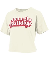 Women's Pressbox White Georgia Bulldogs Vintage-Like Easy T-shirt