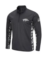 Men's Colosseum Charcoal Arkansas Razorbacks Oht Military-Inspired Appreciation Digital Camo Lightweight Quarter-Zip Pullover