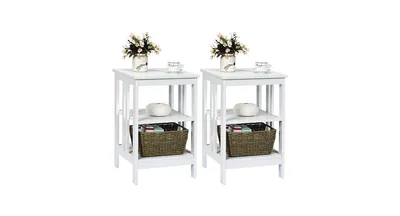 3-Tier Nightstand Set of 2 with Reinforced Bars and Stable Structure