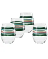 Fiesta Tropical Stripes Stemless Wine Glasses, Set of 4