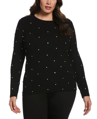 Ella Rafaella Plus Size Embellished Long Sleeve Sweater