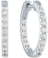 Lab Grown Diamond In & Out Small Hoop Earrings (3/4 ct. t.w.) in Sterling Silver