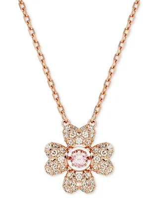 Swarovski Rose Gold-Tone Idyllia Crystal Clover Pendant Necklace, 15" + 2-3/4" extender