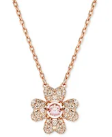 Swarovski Rose Gold-Tone Idyllia Crystal Clover Pendant Necklace, 15" + 2-3/4" extender